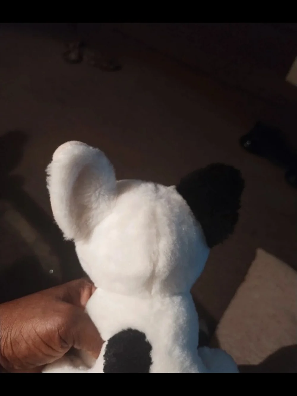 Ty White & Black Plush Dog Toy with Beige Snout